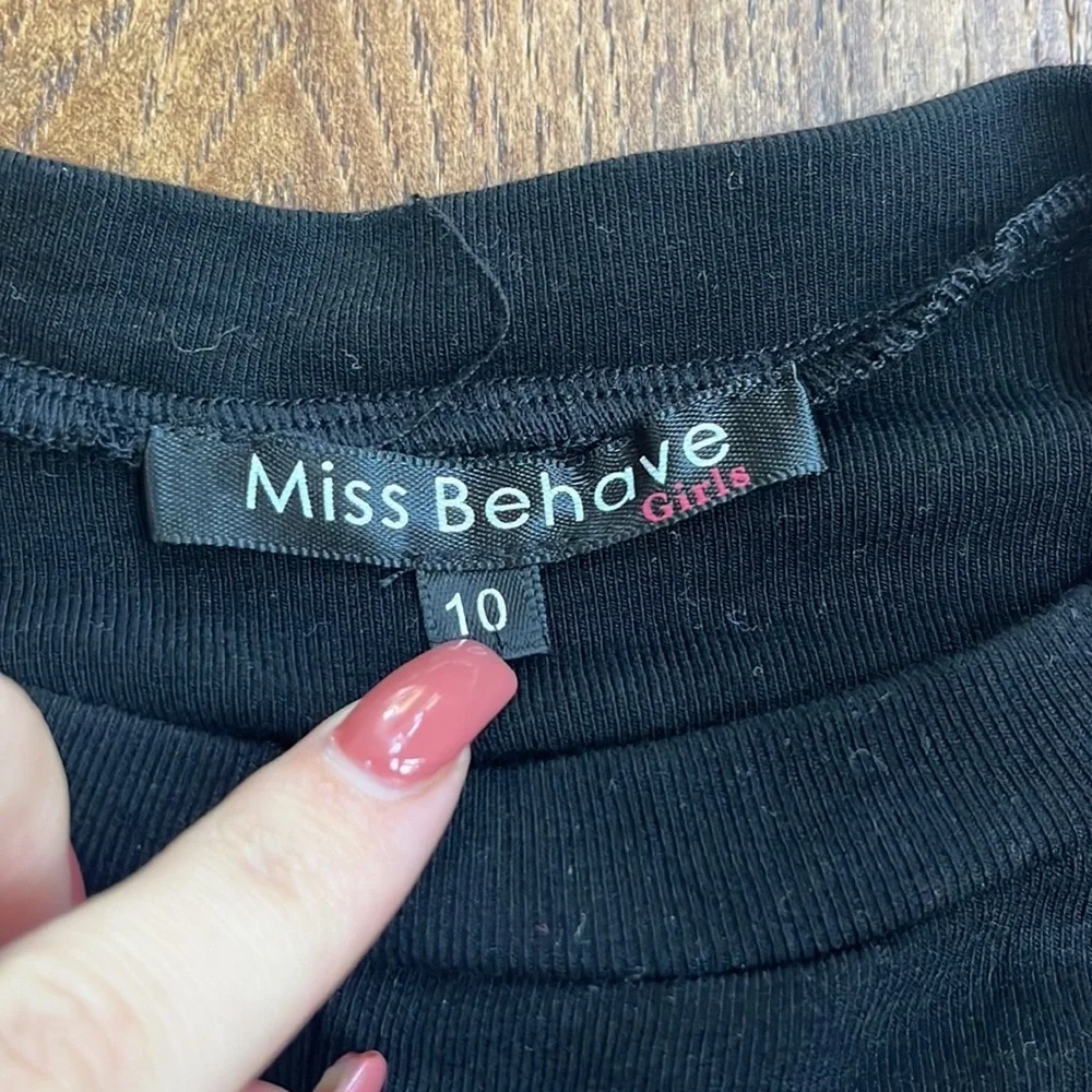 Miss Behave Girl’s Black Long Sleeve Top Size 10